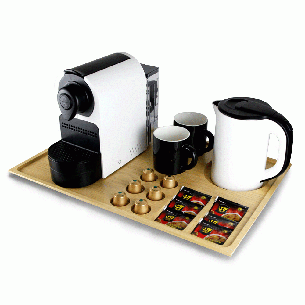SKU: N-H1268B&W SET KETTLE 0.8L & WOODEN TRAY