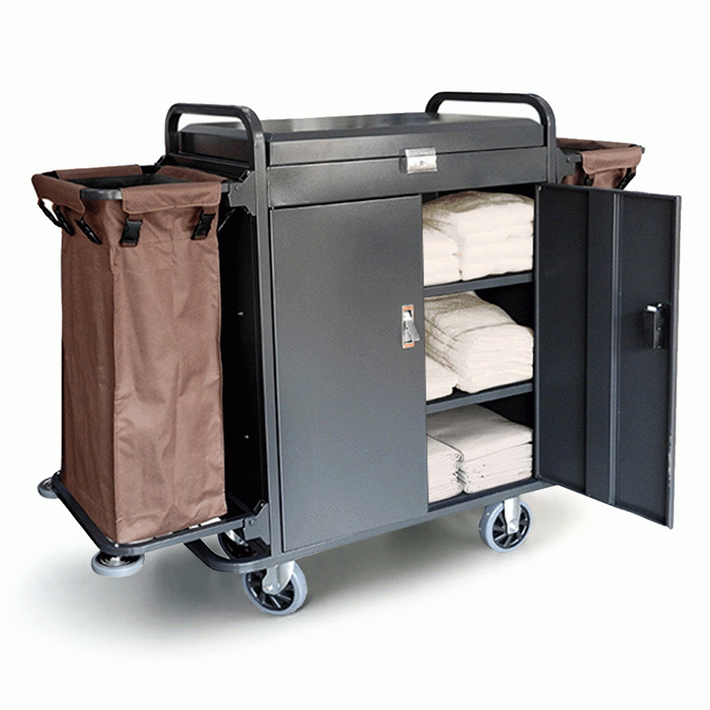 SKU: C-38A HOUSEKEEPING TROLLEY WITH 2 LAUNDRY BAGS AND DOORS