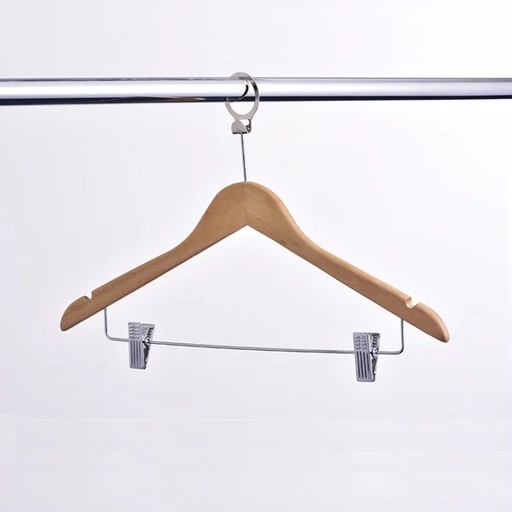 1009 ANTI-THEFT WOODEN CLOTHES HANGER WITH CLIPS 44.5x2.0cm