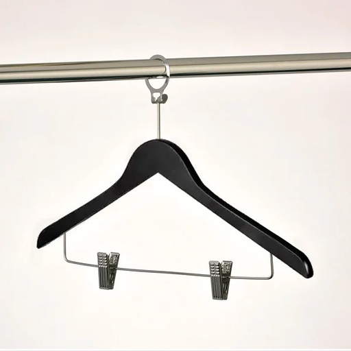 1002-2 ANTI-THEFT WOODEN CLOTHES HANGER WITH CLIPS 44.5x23x1.2cm