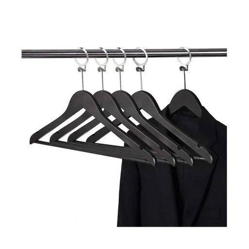 SKU:1001-2 ANTI-THEFT WOODEN CLOTHES HANGER WITH NON SLIP BAR BLACK