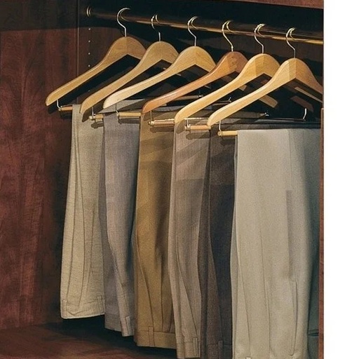 1006 WOODEN CLOTHES HANGER WITH NON-SLIP PANT BAR 44.5×23x1.2cm