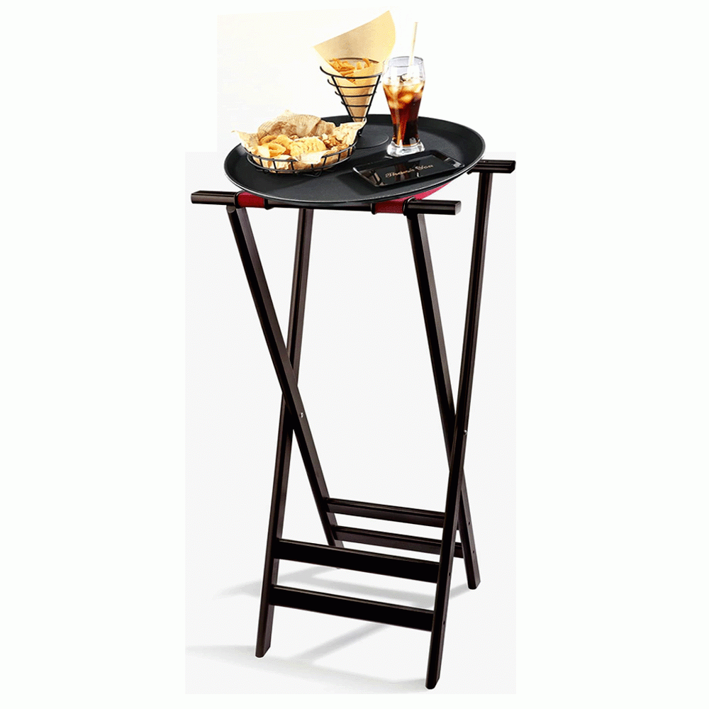 TRAYRACK TALL WOOD FOLDING TRAY STAND MAHOGANY