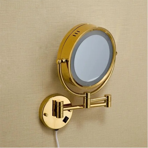 HS-529G WALL MOUNTED MAGNIFYING MIRROR WITH LED LIGHT GOLD 8.5"