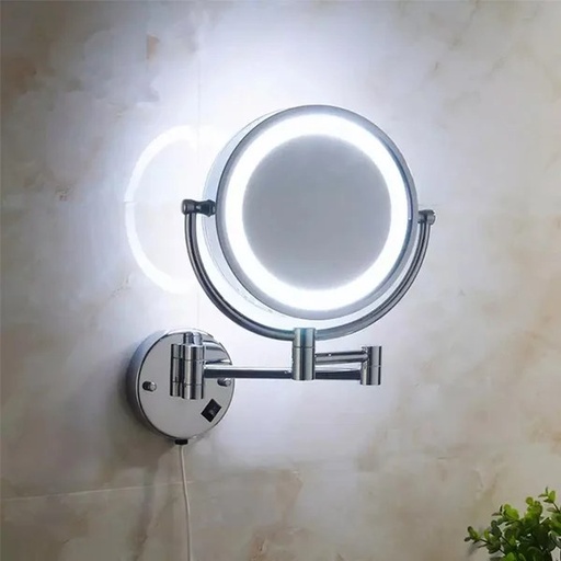 HS-529 WALL MOUNTED MAGNIFYING MIRROR WITH LED LIGHT SILVER 8.5"