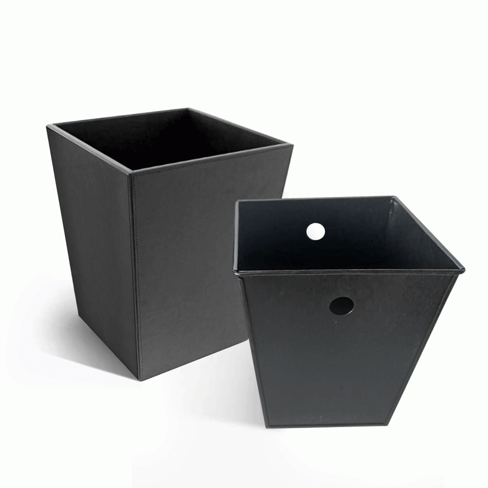 SKU: RB-11 OPEN TOP PU LEATHER WASTE BIN