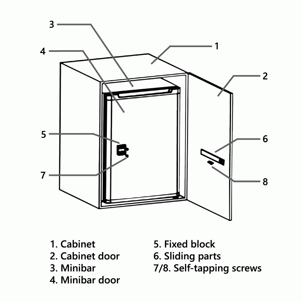 SKU: MBCB-40SA THERMO ABSORPTION MINI BAR 40Ltr, Dim.: W:40xD:42xH:56cm WITH FIXED BLOCK AND SLIDING PARTS