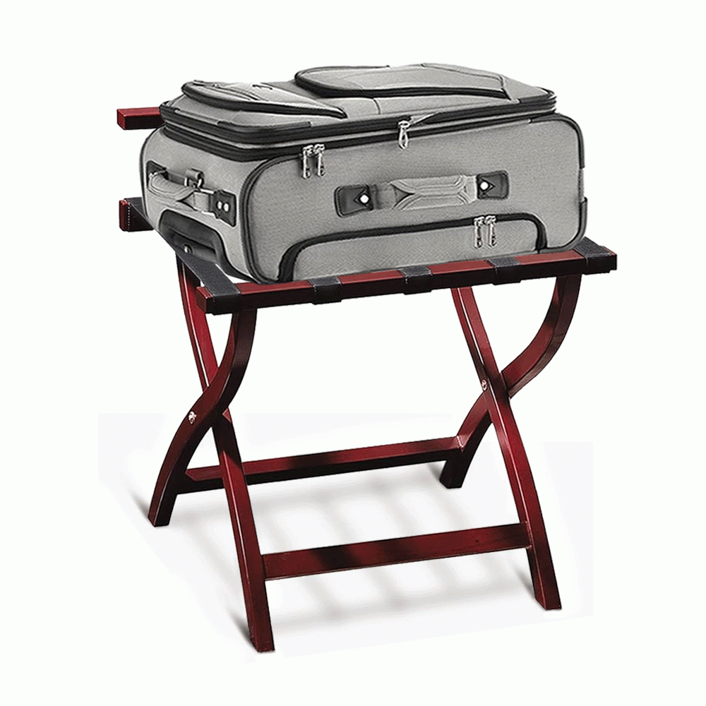 SKU: K018 WOODEN LUGGAGE RACK WITH BACKREST BROWN