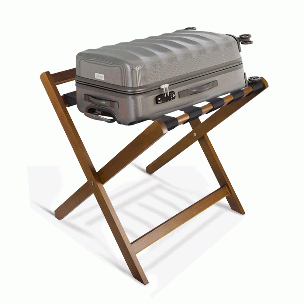 SKU: HS605558-2 WOODEN LUGGAGE RACK WITH BACKREST MAHOGANY