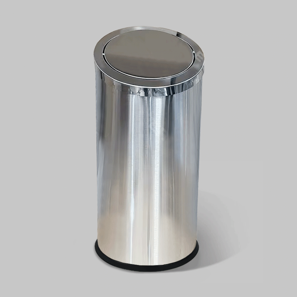 SKU: HS-B98B BEVELED-TOP SWING LID STANDING BIN STAINLESS STEEL