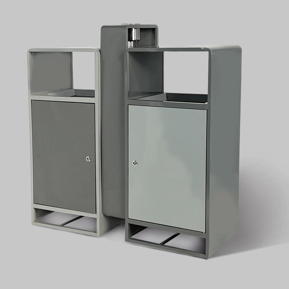 SKU: HS-194S TWO COMPARTMENTS RECYCLE WASTE BIN WITH ASHTRAY