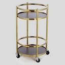 HS-MCG017 TWO-LAYER ROUND SERVICE TROLLEY - GOLD