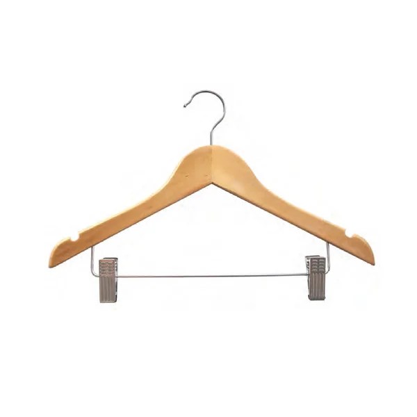621NS WOODEN CLOTHES HANGER WITH CLIPS 44.5x2.0cm