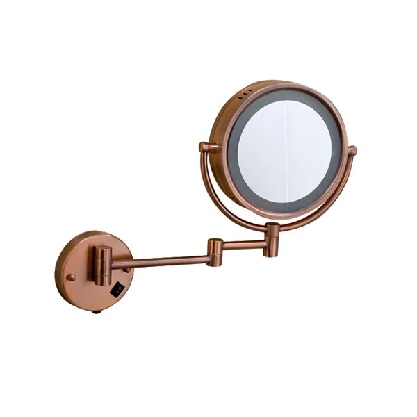 HS-529RG WALL MOUNTED MAGNIFYING MIRROR WITH LED LIGHT ROSE GOLD 8.5"