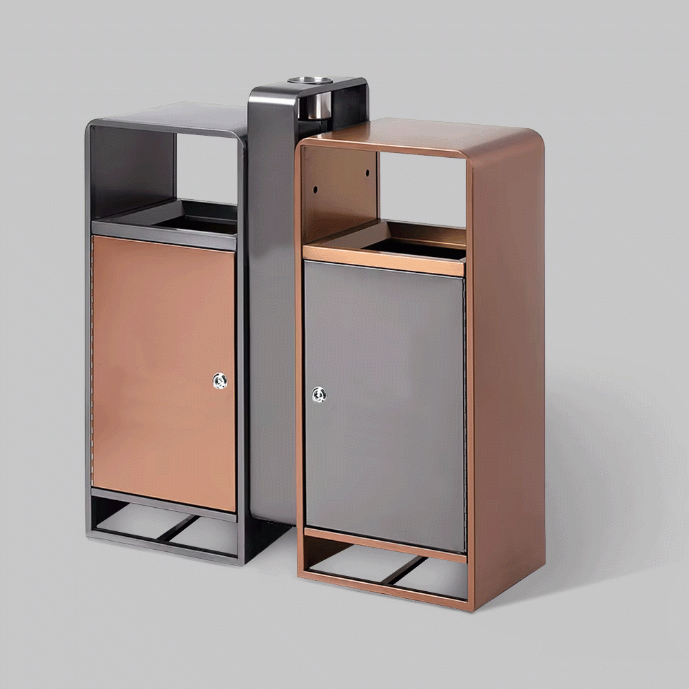 SKU: HS-194 TWO COMPARTMENTS RECYCLE WASTE BIN WITH ASHTRAY