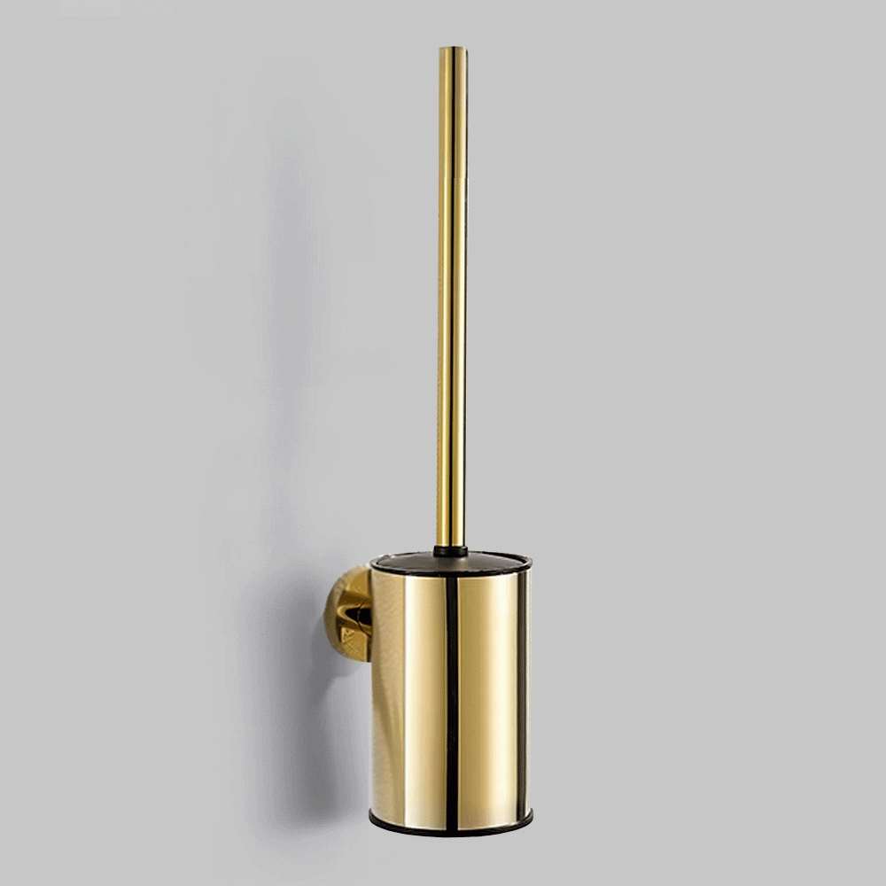 SKU: KLM703G ROUND S. STEEL WALL MOUNT TOILET BRUSH HOLDER 130mm GOLD