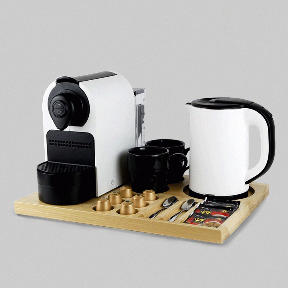 SKU: N42WNAT-H1268B&W SET KETTLE 0.8L & WOODEN TRAY