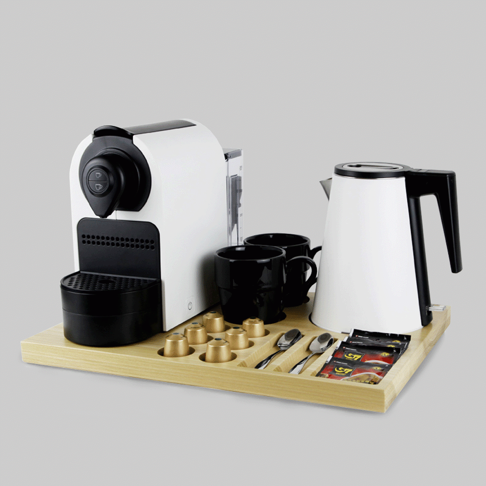 SKU: N42WNAT-K81B&W SET KETTLE 0.8L & WOODEN TRAY