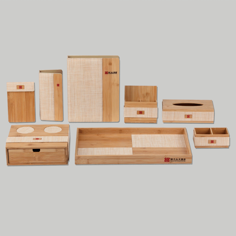 CL-9218 WOOD & PU LEATHER HOTEL AMENITIES 8pcs