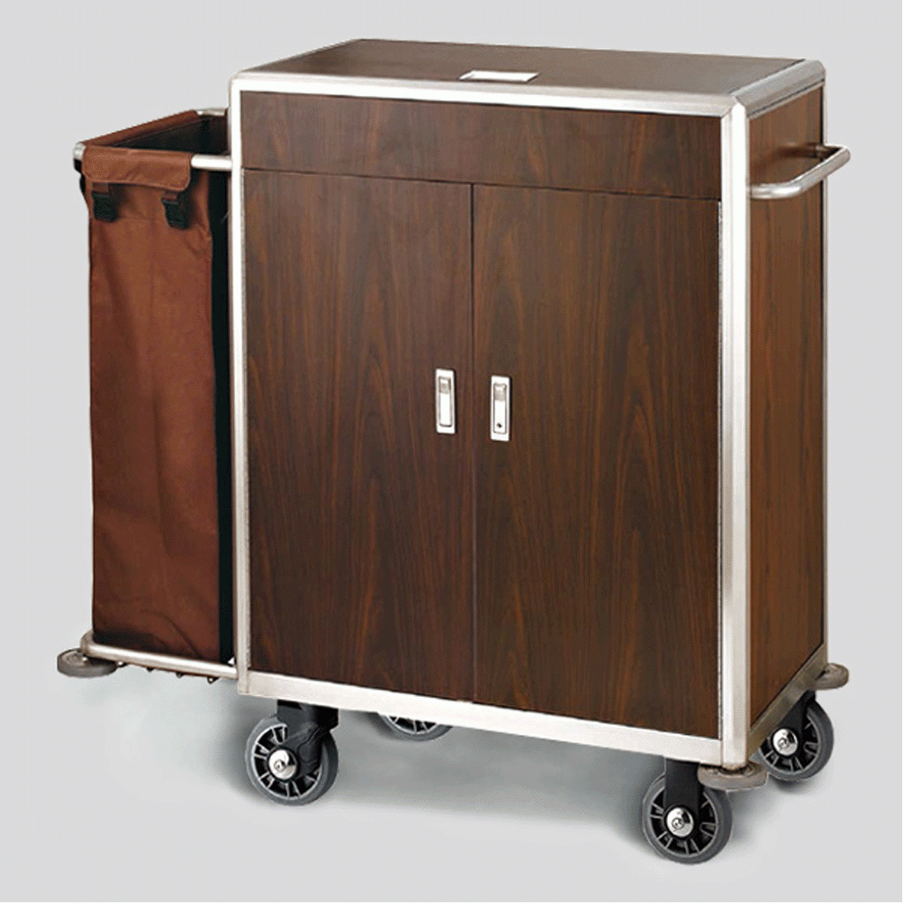SKU: C-87A HOUSEKEEPING TROLLEY WITH 1 LAUNDRY BAG AND DOORS