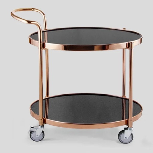 HS-MCG050 TWO-LAYER OVAL SERVICE TROLLEY - ROSE GOLD
