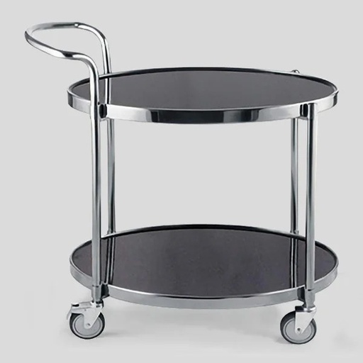 HS-MCG052 TWO-LAYER OVAL SERVICE TROLLEY - SILVER