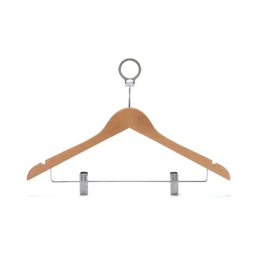 1009 ANTI-THEFT WOODEN CLOTHES HANGER WITH CLIPS 44.5x2.0cm