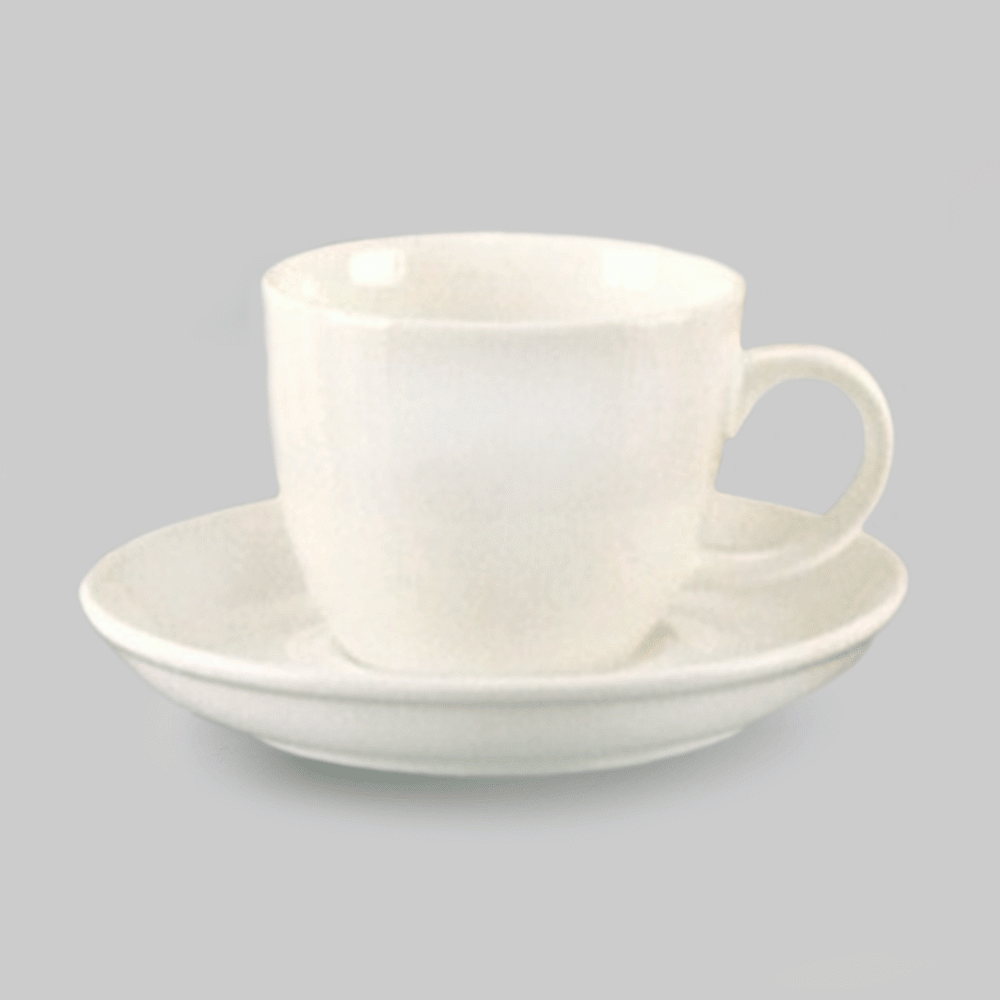 CD-1843 CERAMIC CUP & SAUCER WITH HANDLE 300ml WHITE